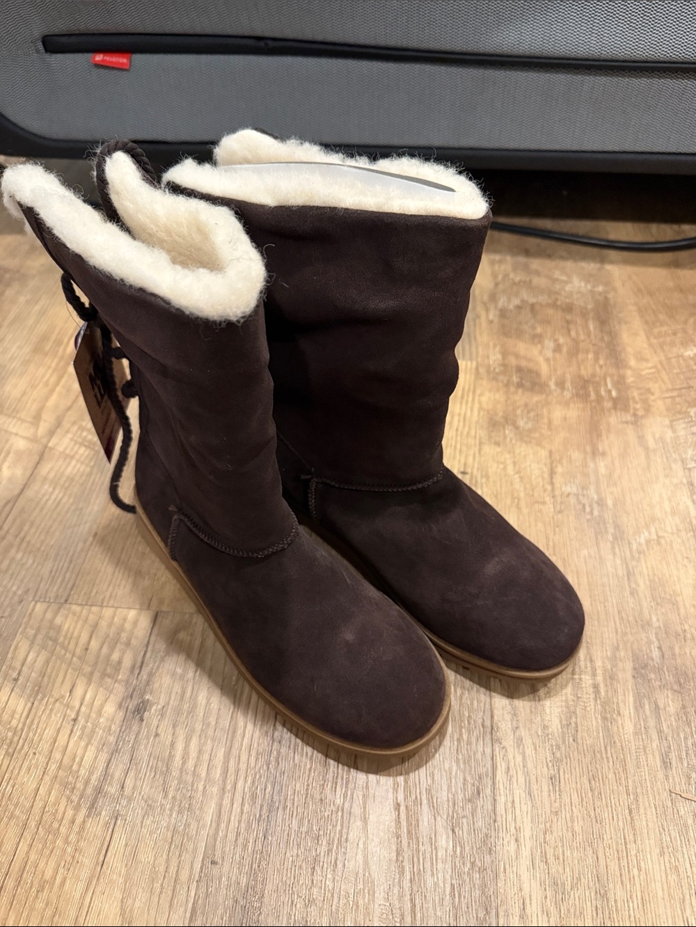 Muk Luks Dark Brown Suede Shearling-Lined Winter Boots
